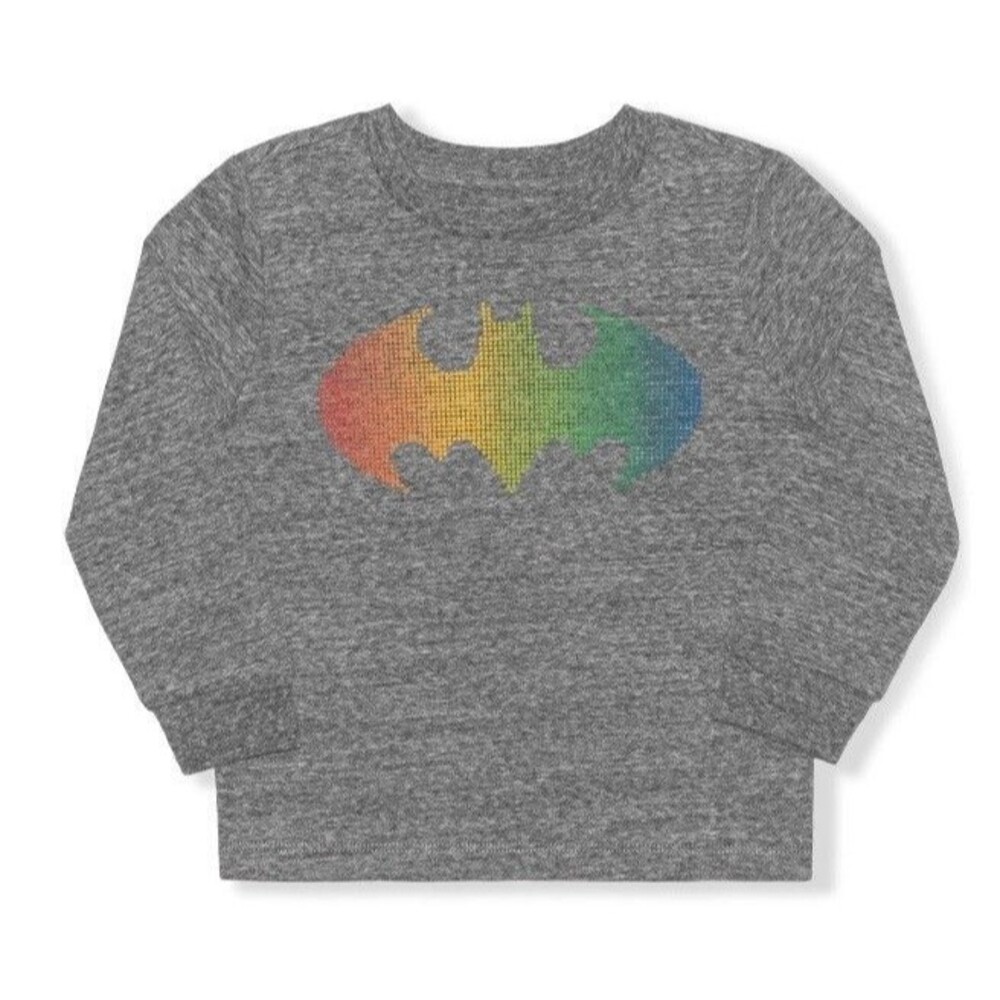 DC Comics Batman Graphic Logo Rainbow Toddler Boys Long Sleeve T-Shirt Size 2T